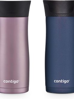 Contigo® AUTOSEAL® West Loop Vacuum-Insulated Stainless Steel Travel Mug with Easy-Clean Lid, 16 Oz, 2-Pack, Vervain, Midnight Berry