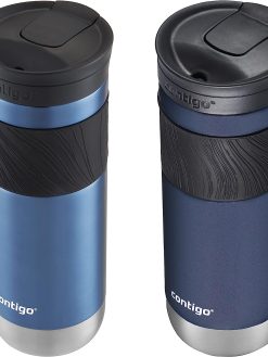Contigo SnapSeal Insulated Stainless Steel Travel Mug with Grip 2-Pack, 20 oz., Blue Corn Transparent Satin & Midnight Berry