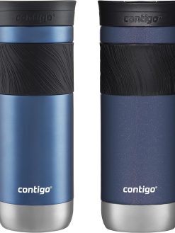 Contigo SnapSeal Insulated Stainless Steel Travel Mug with Grip 2-Pack, 20 oz., Blue Corn Transparent Satin & Midnight Berry