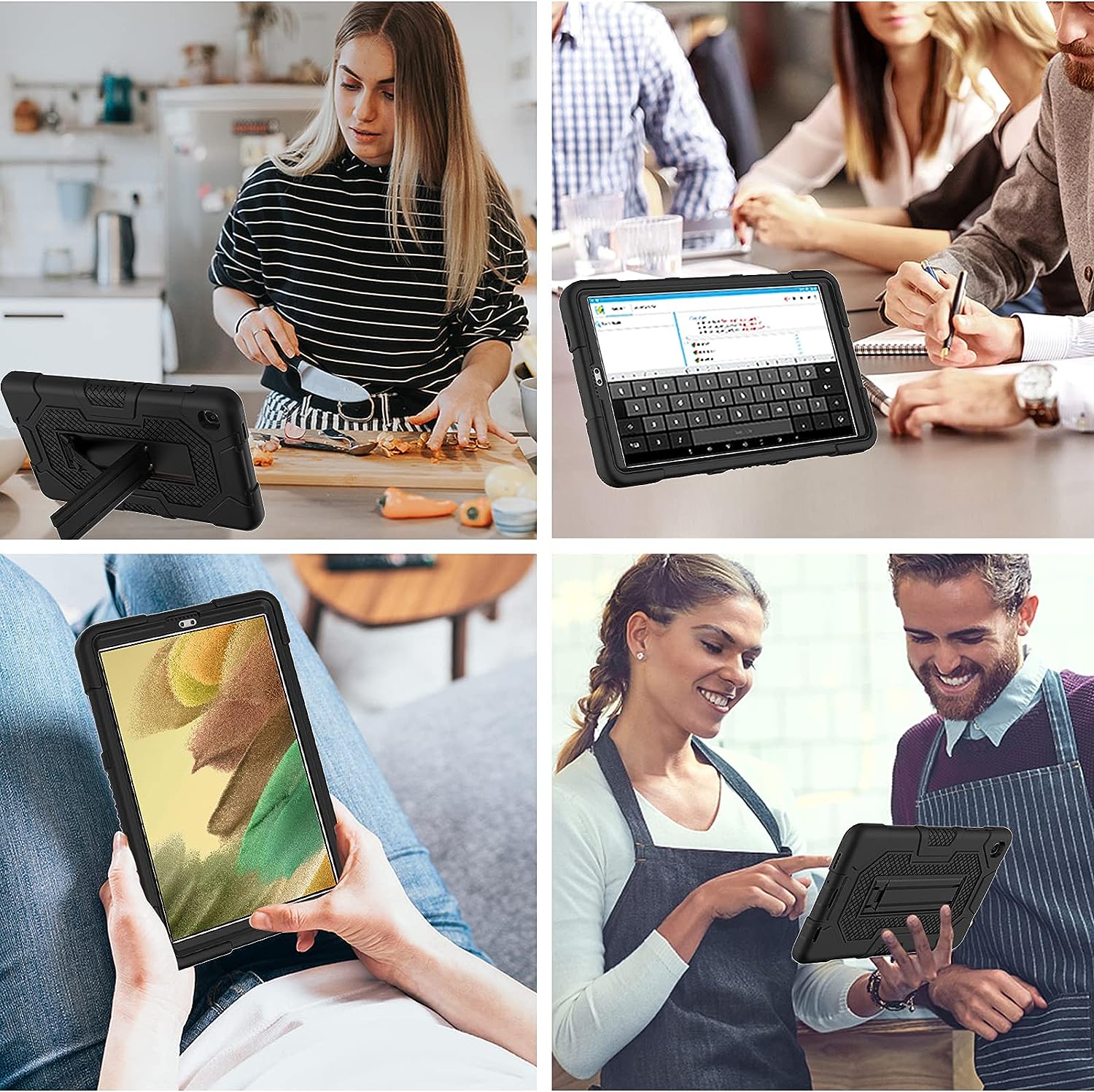 Samsung Galaxy Tab A7 Lite Case 8.7 inch 2021, 3-Layer Shockproof Rugged Protective Cover with Stand for Tab A7 Lite 8.7" Tablet SM-T220/T225 for Kids,BLACK+BLACK