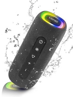 Empire Portable Bluetooth Speaker, IPX6 Waterproof Speaker Wireless Bluetooth, 20W True Wireless Speaker SBC Sound & LED Lights, Outdoor Speakers with Bluetooth 5.3, 9H Playtime, 20m Bluetooth Range