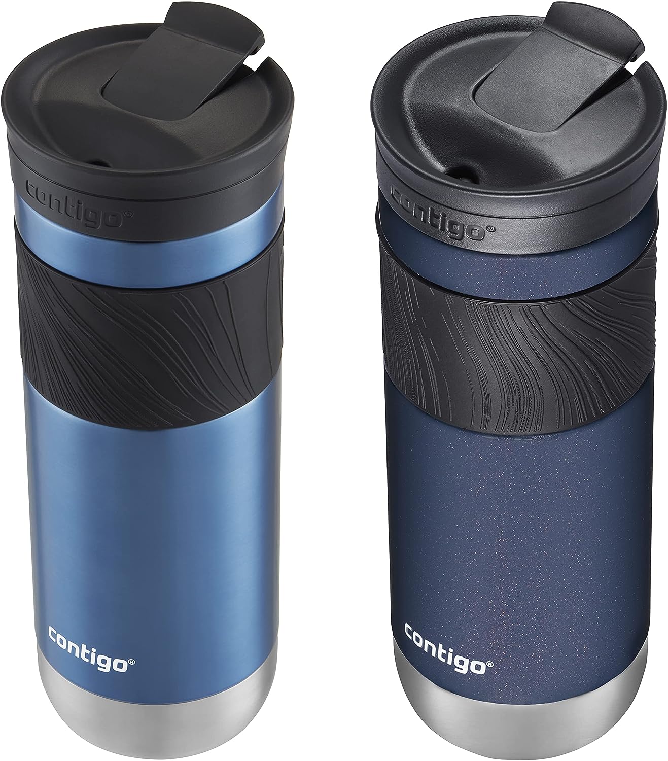 Contigo SnapSeal Insulated Stainless Steel Travel Mug with Grip 2-Pack, 20 oz., Blue Corn Transparent Satin & Midnight Berry