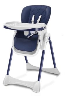 Babyclub Baby high chair，baby dinner chair feeding chair Adjustable chair height for toddlers and baby (Dark Blue)