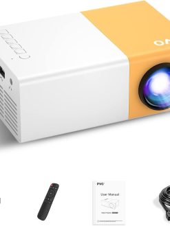 Mini Projector, PVO Portable Projector for Cartoon, Kids Gift, Outdoor Movie Projector, LED Pico Video Projector for Home Theater Movie Projector with HDMI USB Interfaces and Remote Control