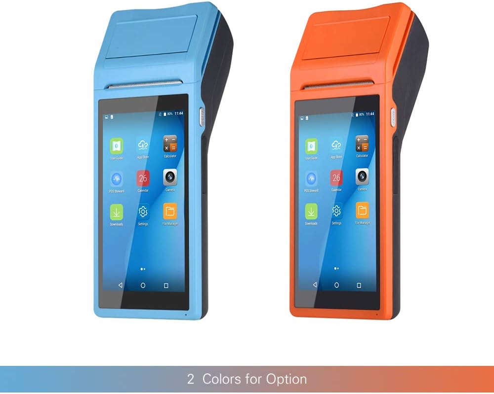 POS Terminal,All in One Handheld PDA Printer Smart POS Terminal Wireless Portable Printers Intelligent Payment Terminal Function BT/WiFi/USB OTG/ 3G Communication