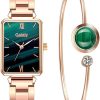 Womens Watch Gifts Set with Bracelet Rose Gold for Lady Female Elegant Luxury Wrist Watches Ladies Stylish Bracelet Watches