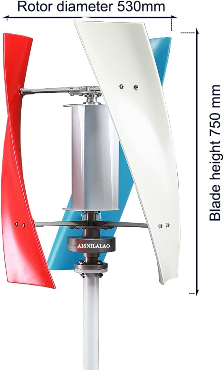 12V 24V 48V 220V 10000W Vertical Wind Power Turbine Generator Kit with Charge Controller for Home Factory Use (White)