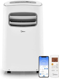 Midea 12,000 BTU DOE (6,500 BTU SACC) Portable Air Conditioner, Cools up to 275 Sq. Ft., Works as Dehumidifier & Fan, Control with Remote, Amazon Alexa & Google Assistant