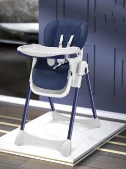 Babyclub Baby high chair，baby dinner chair feeding chair Adjustable chair height for toddlers and baby (Dark Blue)