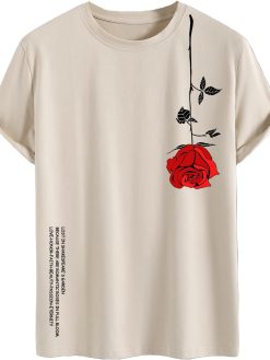 SOLY HUX Men's Graphic Tees T-Shirts Floral Letter Print Crewneck T Shirts Short Sleeve Vintage Summer Tops