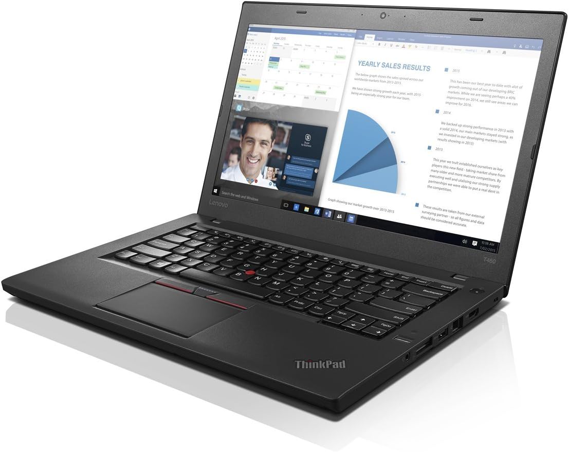 Lenovo ThinkPad T460 14in Notebook - Black, Intel Core i5-6200U 2.3 GHz,8 GB DDR4 RAM,256 GB SSD, Intel HD Graphics 520, Windows 10 Pro (Renewed)