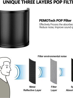 Pop Filter, Upgraded Three Layers Metal Mesh & Foam & Etamine Layer Microphone Windscreen Cover Handheld Mic Shield Mask,Microphone Accessories for Vocal Recording,Youtube videos,Streaming