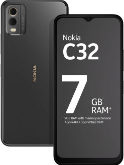 Nokia C32 Dual SIM 128GB ROM + 4GB RAM Factory Unlocked 4G/LTE Smartphone (Charcoal) - International Version
