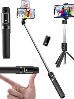 TyCom Selfie Stick, 3 in 1 Extendable Selfie Stick Tripod with Detachable Bluetooth Wireless Remote Phone Holder for iPhone 12/Xs/iPhone 8/iPhone 11/11pro, Galaxy S10/S9 Plus/S8/Note8, LG (P40, Black)