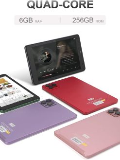 8 Inches Tablet, Android 12 Quad Core Processor 8GB RAM 256GB ROM Large Capacity Dual Cameras 1280 * 800 IPS HD Screen Cheap Tablet For Teenagers(Purple)