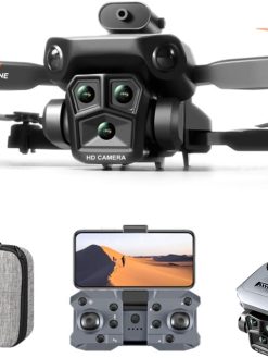FPV RC Drone with HD 4K Triple Camera, Mini Foldable Drone Quadcopter, 50X Zoom Track Control Obstacle Avoidance Positioning Hover, RC Photography Toys
