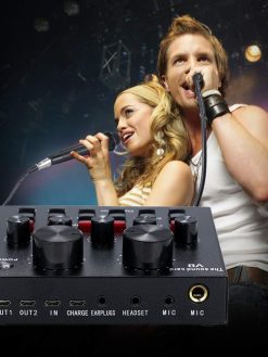 SKEIDO V8 Multifunctional Live Sound Card USB Audio Interface Intelligent Volume Adjustable Audio Mixer Sound Card for Recording Hosting Speech