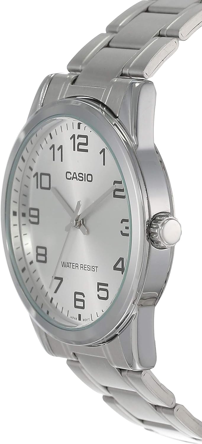Casio Men's White Dial Stainless Steel Band Watch - Mtp-V001D-7B