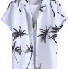 GORGLITTER Men's Lapel Neck Tropical Print Short Sleeve Button Down Shirts Boho Summer Tops