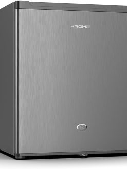 KROME 60L Single Door Refrigerator, Energy Class A+, Ideal for Small Spaces, Reversible Door, Mini Fridge Suitable for Kitchen, Bedroom, Office & Minibar, Silver, KR-RDC60H