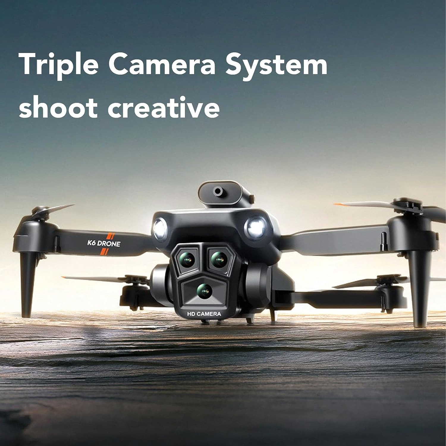 FPV RC Drone with HD 4K Triple Camera, Mini Foldable Drone Quadcopter, 50X Zoom Track Control Obstacle Avoidance Positioning Hover, RC Photography Toys
