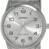 Casio Men's White Dial Stainless Steel Band Watch - Mtp-V001D-7B