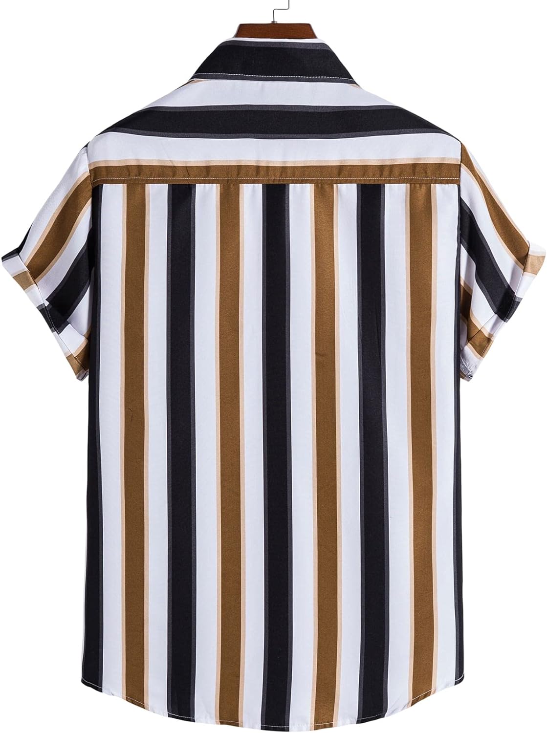 GORGLITTER Men's Striped Short Sleeve Regular Fit Poplin Button Down Shirts