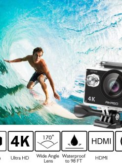 AKASO EK7000 4K Action Camera Ultra HD WiFi Sports Waterproof Underwater Camera Video Recorder with 170 Degree Wide Angle and Accessories Kit