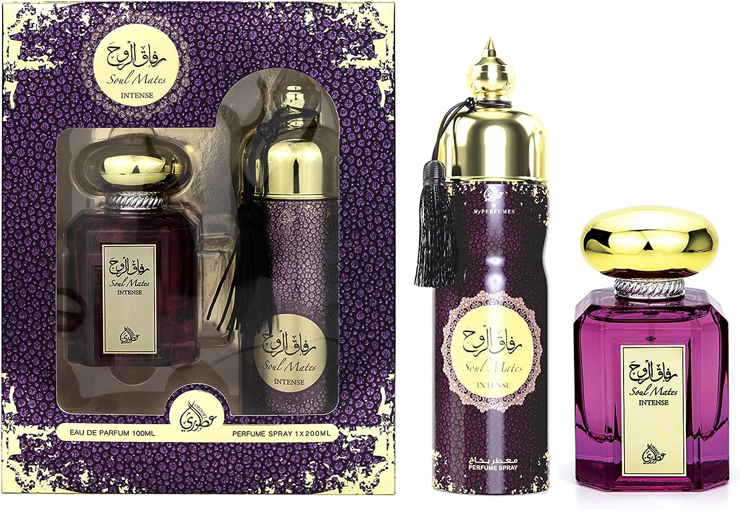 MY PERFUMES SOUL MATES INTENSE from OTOORI Collection 2 Pieces Perfume Gift Set for Men and Women, 100 ml Eau De Parfum and 200 ml Perfume Spray (SOUL MATES INTENSE)