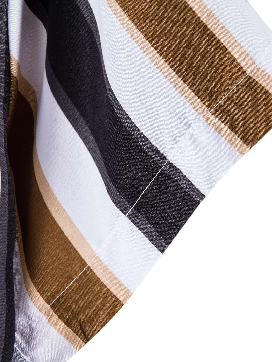 GORGLITTER Men's Striped Short Sleeve Regular Fit Poplin Button Down Shirts