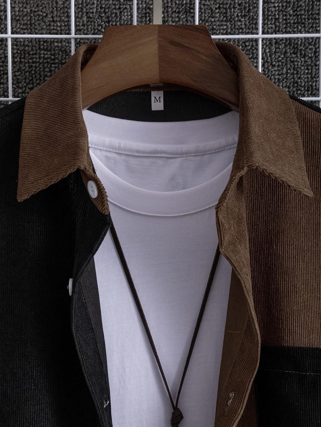 GORGLITTER Men's Color Block Short Sleeve Collar Neck Casual Business Button Down Shirts