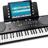 RockJam 49 Key Keyboard Piano with Power Supply, Sheet Music Stand, Piano Note Stickers & Simply Piano Lessons., Black