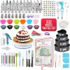 Empire Cake Decorating Supplies 332 Pieces, Baking Set with 4 Baking Trays, FREE CAKE DECORATING E-BOOK, Baking Supplies with 100 Piping Bags, 48 Small Piping Nozzles, Cake Decorating Equipment