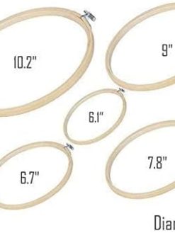 Full Range of Embroidery Starter Kit Including 5 Pieces Bamboo Embroidery Hoops 50 Random Color Threads and 9 Pcs Random Color Cross Stitch Tool Kit