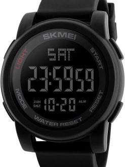 SKMEI Men's Digital Sports Wrist Watch LED Screen Large Face Electronics Military Watches Waterproof Alarm Stopwatch Back Light Outdoor Casual Black Watch - 1257