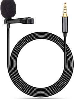 Lapel Microphone, Proffessional Omnidirectional Condenser Mic Compatible with iPhone Android Smartphone Video Recording Interview YouTube, Noise Cancelling Mic (Microphone Only)