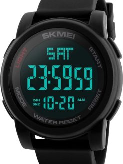 SKMEI Men's Digital Sports Wrist Watch LED Screen Large Face Electronics Military Watches Waterproof Alarm Stopwatch Back Light Outdoor Casual Black Watch - 1257