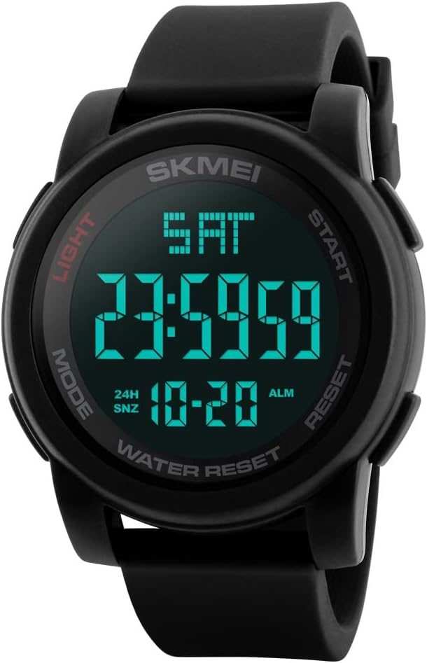 SKMEI Men's Digital Sports Wrist Watch LED Screen Large Face Electronics Military Watches Waterproof Alarm Stopwatch Back Light Outdoor Casual Black Watch - 1257