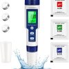 Digital PH Meter, 5 in 1 PH/EC/TDS/Salinity/Temp Meter for Water, High Accuracy Digital Multi-Function Water Testing Kits for Water, Fish Tank, Pools and Hydroponics
