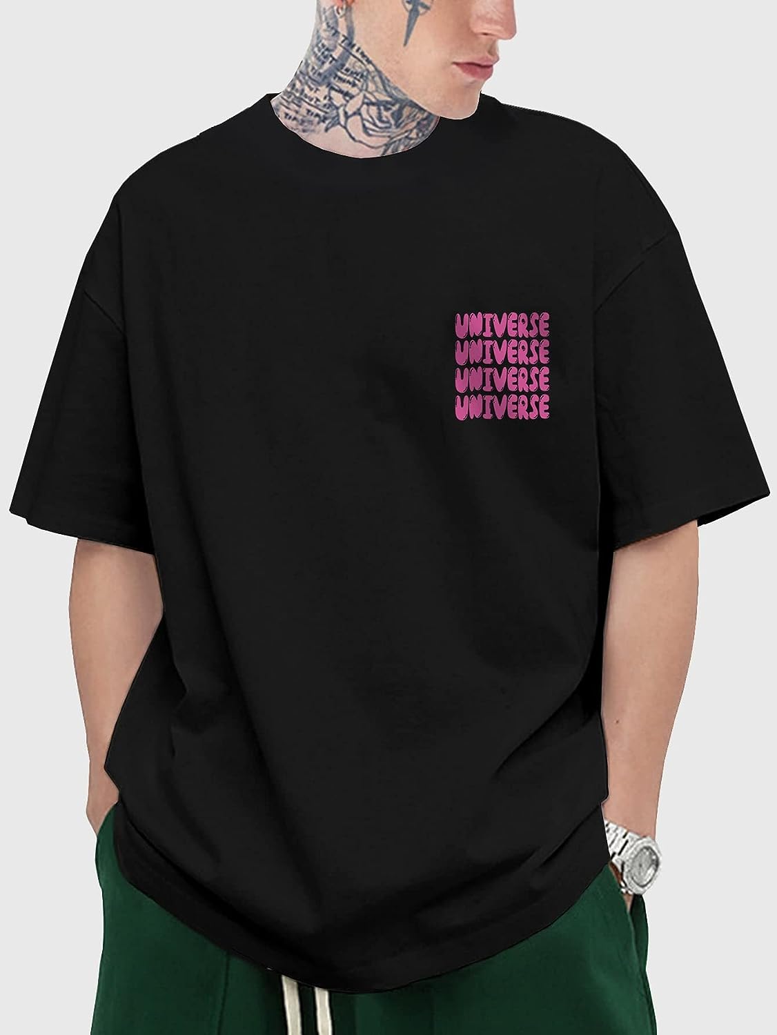 GORGLITTER Men's Cartoon Letter Graphic Print T Shirts Tops Short Sleeve Streetwear Tee