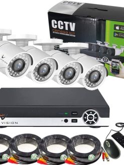 4CH AHD Camera Kit 1.3MP/720P CCTV Security Recording System Kit CCTV Kit 4PCS Metal Bullet Camera Alarm System Home Security