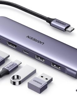 UGREEN Revodok USB C Hub 7-in-1 with 5Gbps USB-C and 2USB-A 3.0 Data Ports, PD 100W Charging, 4K Type C to HDMI, SD/TF Card Reader, Multiport Adapter for MacBook Pro/Air M1/M2,iPad Pro/Air,XPS,Surface