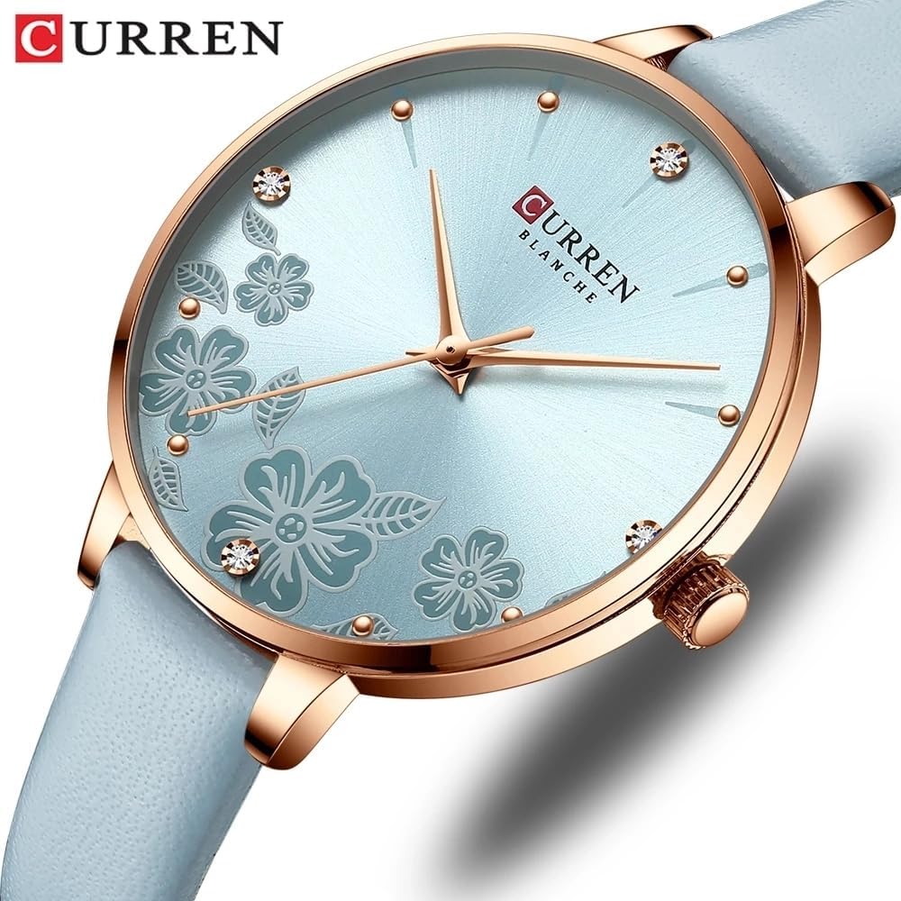 CURREN 9068 Brand Women Watch Fashion Flower Dial Quartz Ladies Leather Wristwatch Elegant Gift Lady Watche WITH ORIGNAL GIFT BOX