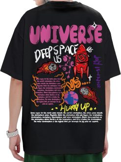 GORGLITTER Men's Cartoon Letter Graphic Print T Shirts Tops Short Sleeve Streetwear Tee