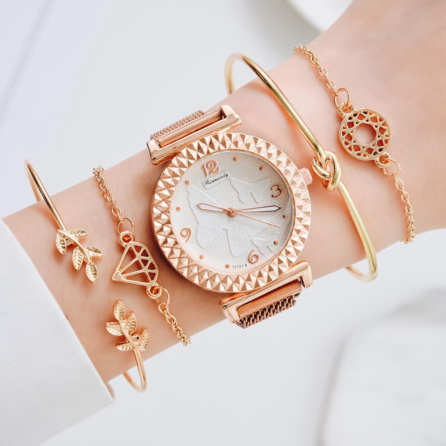 Watch, Irovami XR4594 Elegant Women Wrist Watch with 3DPattern Stylish Lady Dress Watch Analog Quartz Wristband Delicate Casual Watch with Alloy Strap