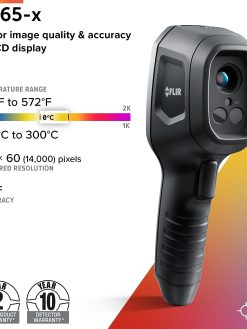 FLIR TG165-X Thermal Camera imaging tool for temperature anomalies, with Bullseye laser, 50,000 image storage and rechargeable Li-ion Battery