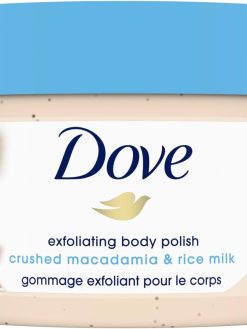 Dove Exfoliating Body Polish Scrub Reveals Visibly Smoother Skin Macadamia and Rice Milk Body Scrub That Nourishes Skin 10.5 oz
