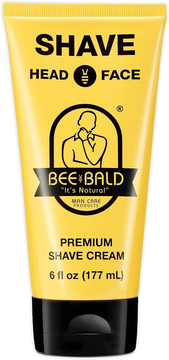 BEE BALD "IT'S NATURAL" MAN CARE PRODUCTS Shave Premium Shave Cream 6 fl oz, 177 ml (Pack of 1)