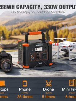 Grecell Portable 1000 W Power Station, 999 Wh Lithium Battery Solar Generator, 10 Ports Mobile Power Generator for Outdoor Use with AC/DC/USB, Solar Power Station for Camping and Emergencies (300 W)