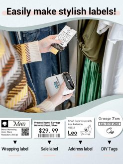 Phomemo Label Maker Machine - Phomemo M110 Portable Bluetooth Thermal Label Printer. Sticker Maker, Barcode Printer for Clothing, Jewelry, Retail, Mailing,support Arabic and English,For iOS & Android